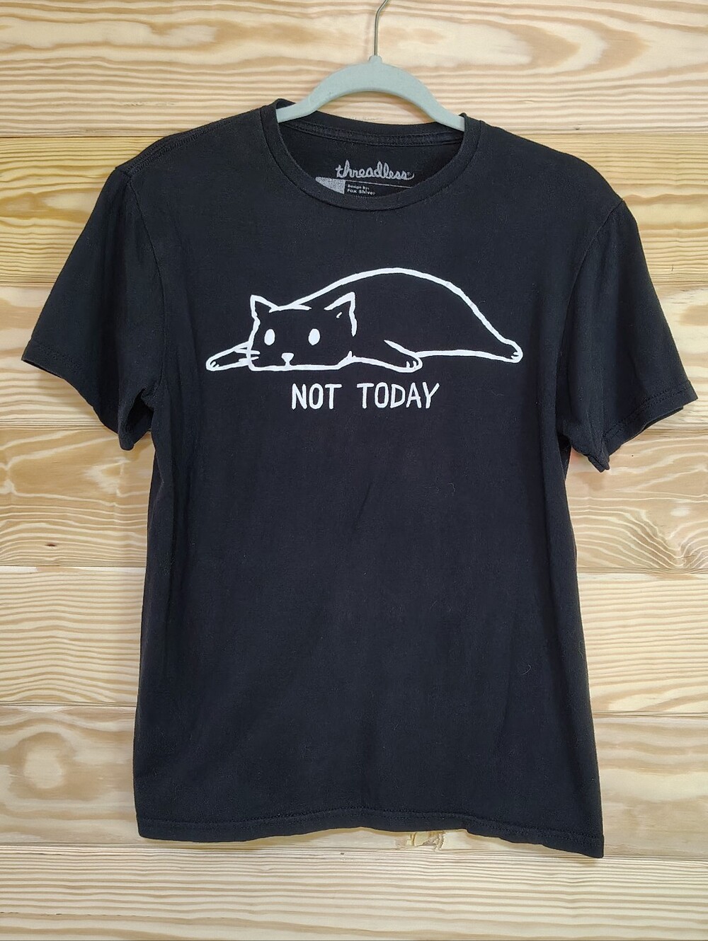 Threadless Black 'Not Today' Graphic Cat T-Shirt M Cat Lovers Novelty Funny